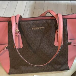 Michael Kors Pink and Brown Tote Bag